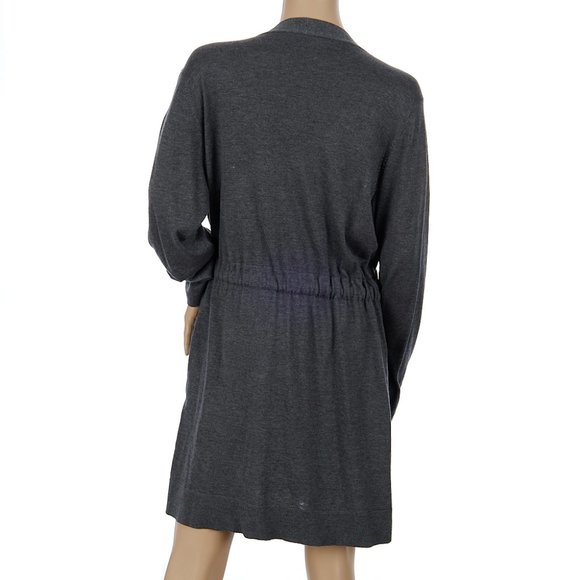 Eileen Fisher Belted Gray Open Cardigan Tencel Cotton Silk Women's Medium - Picture 9 of 11